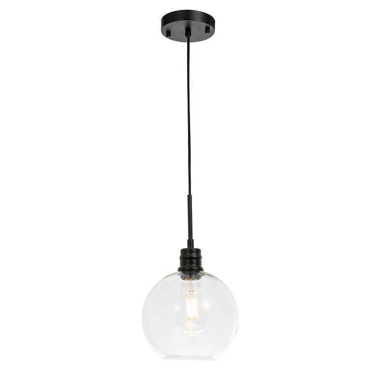 Image 4 Elegant Lighting Emett 8" Wide Black And Clear Glass Mini Pendant more views