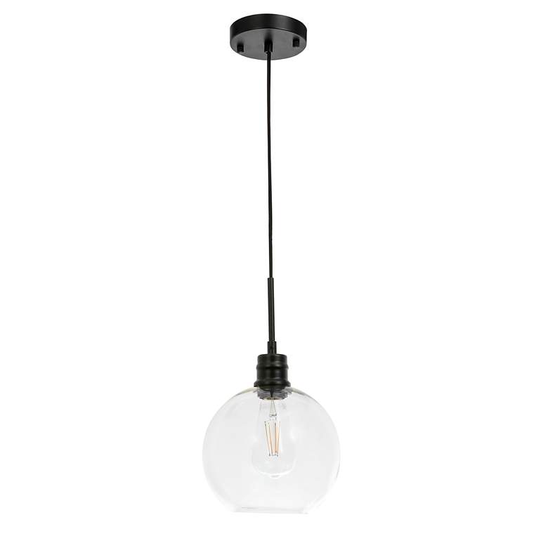 Image 5 Elegant Lighting Emett 8" Wide Black And Clear Glass Mini Pendant more views