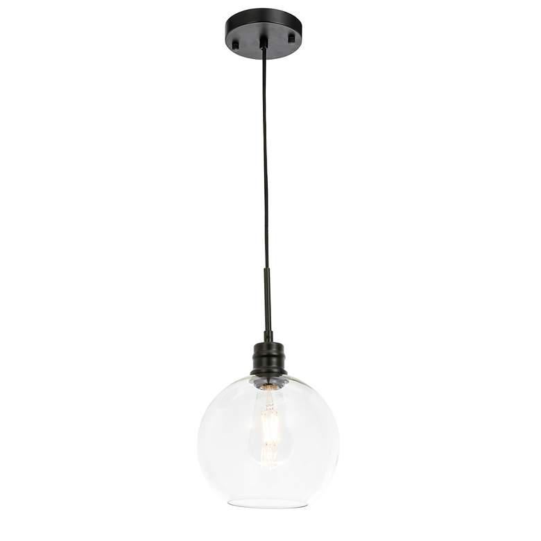 Image 6 Elegant Lighting Emett 8" Wide Black And Clear Glass Mini Pendant more views