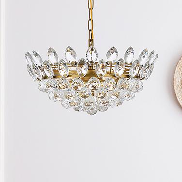 Elegant Lighting Emilia 18" Brass and Crystal Modern Pendant