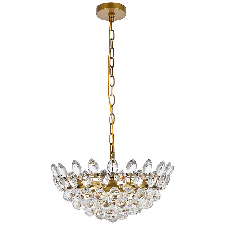 Image 2 Elegant Lighting Emilia 18" Brass and Crystal Modern Pendant