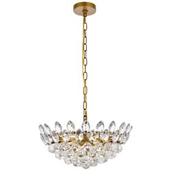 Elegant Lighting Emilia 18" Brass and Crystal Modern Pendant