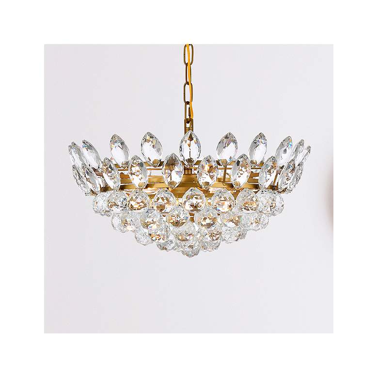 Image 1 Elegant Lighting Emilia 18" Brass and Crystal Modern Pendant