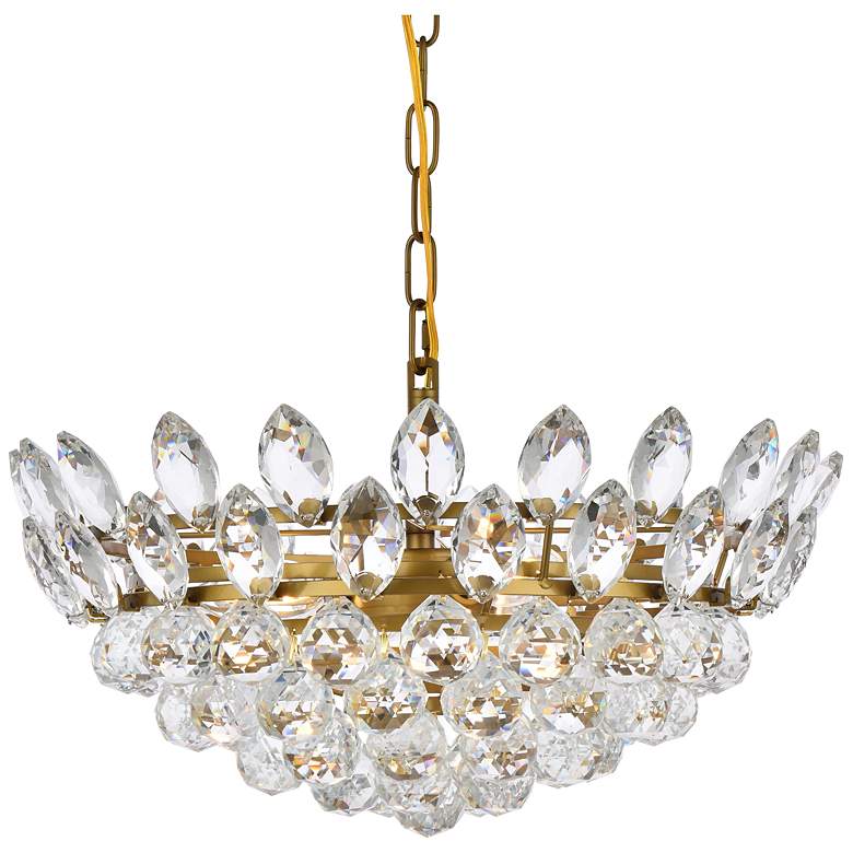 Image 4 Elegant Lighting Emilia 18" Brass and Crystal Modern Pendant more views