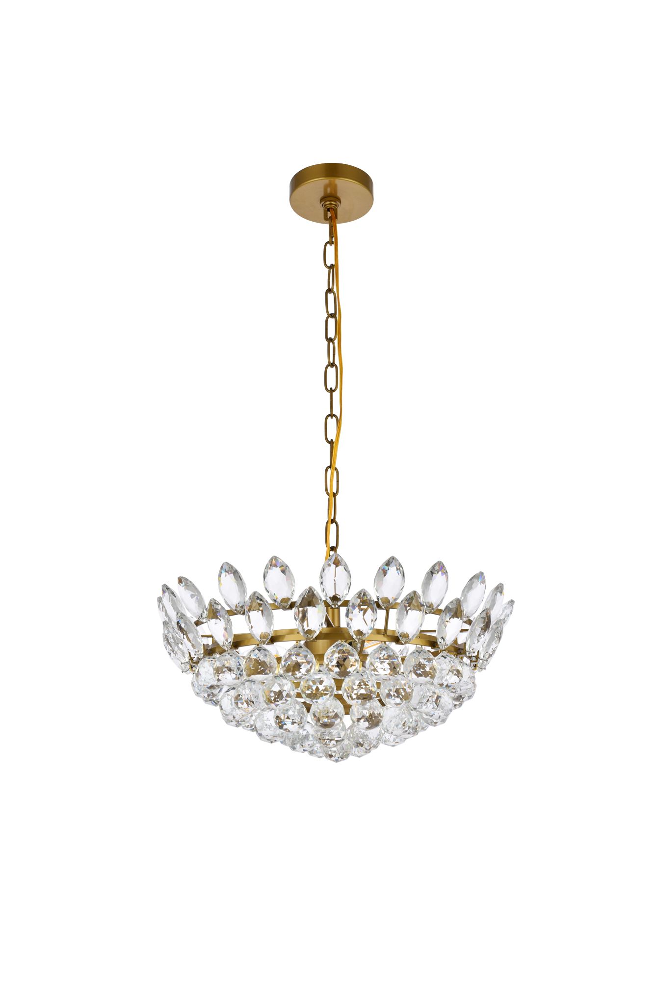 Elegant Lighting Emilia 18" Brass and Crystal Modern Pendant