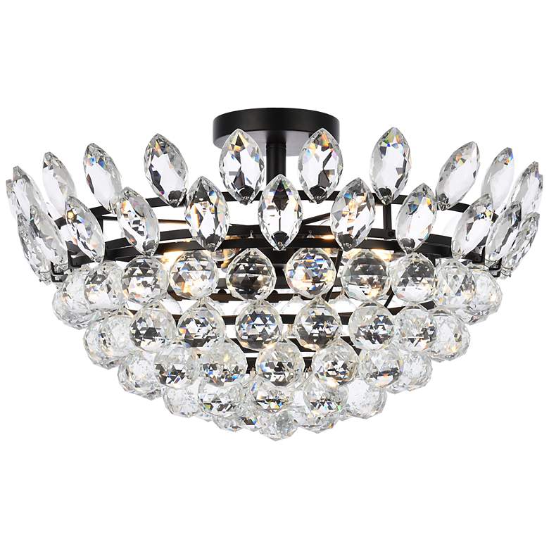 Image 3 Elegant Lighting Emilia 20" Wide Black Finish Crystal Ceiling Light