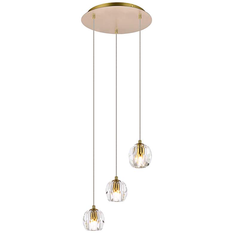 Image 3 Elegant Lighting Eren 11 3/4" 3-Light Modern Cluster Crystal Pendant