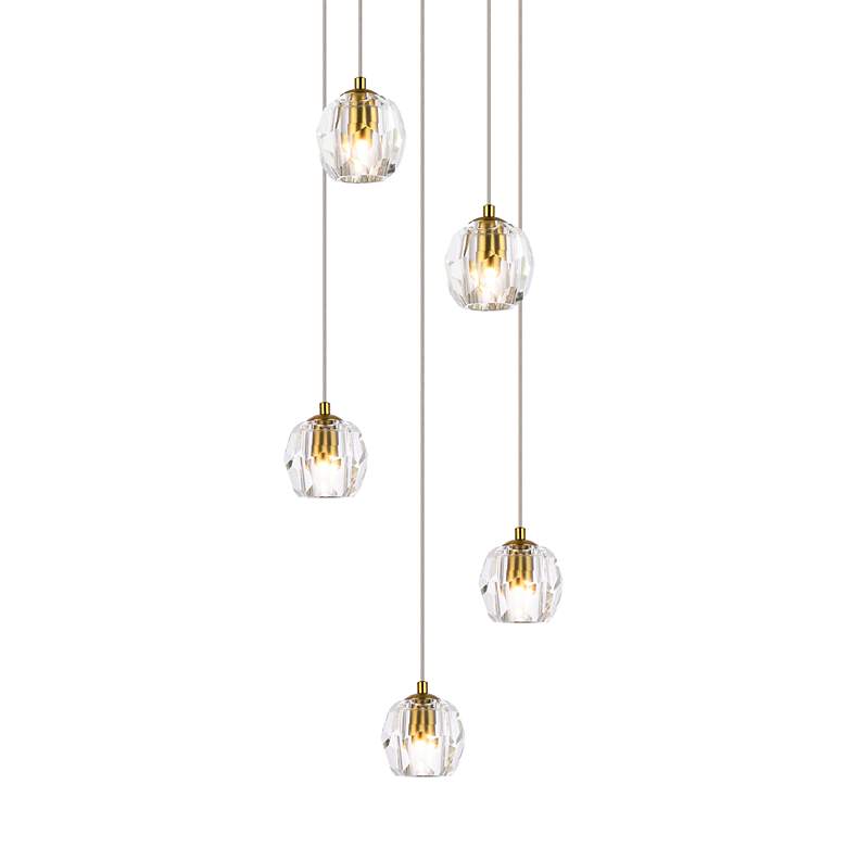 Image 7 Elegant Lighting Eren 11 3/4 inch Wide Gold 5-Light Mini Cluster Pendant more views