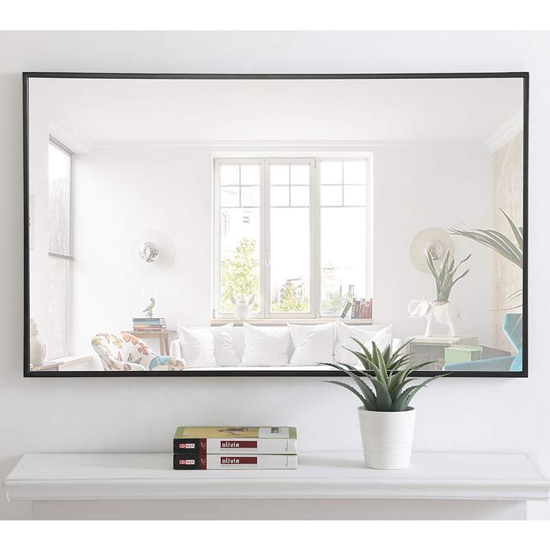 Image 7 Elegant Lighting Eternity 40" x 24" Black Frame Rectangle Mirror more views