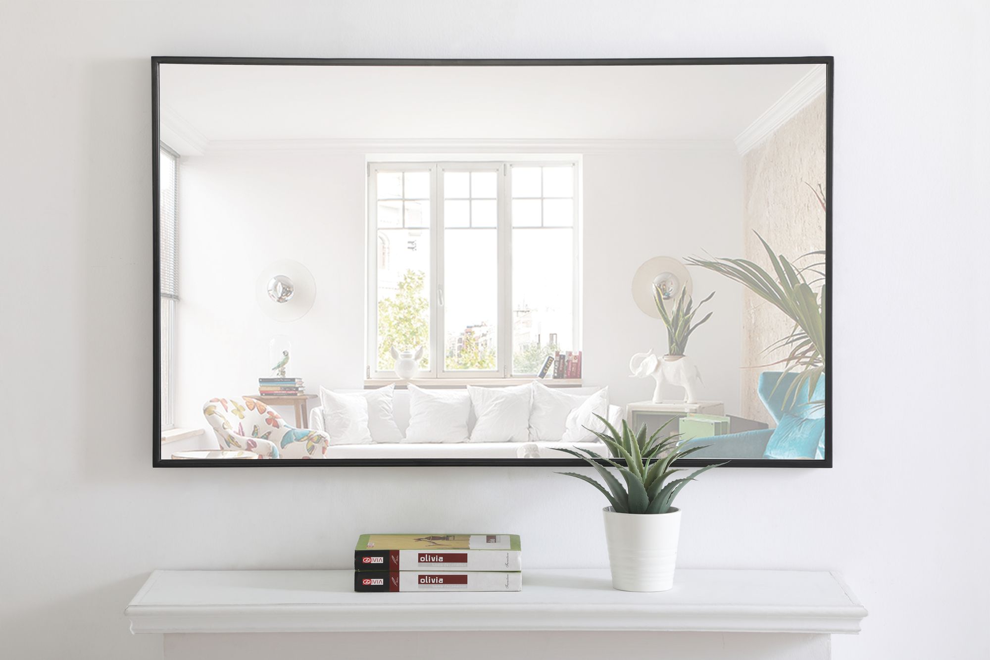 Elegant Lighting Eternity 40" x 24" Black Frame Rectangle Mirror