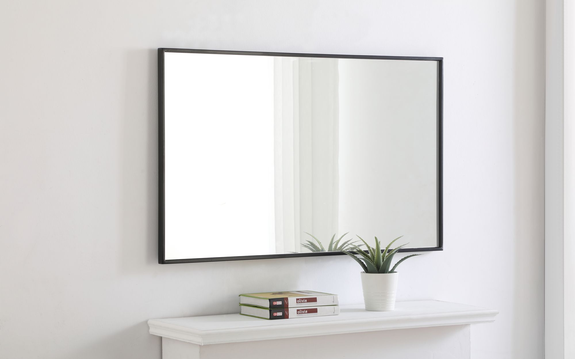 Elegant Lighting Eternity 40" x 24" Black Frame Rectangle Mirror