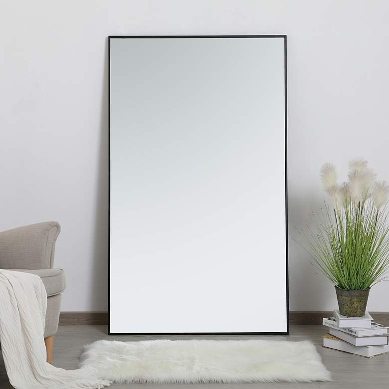 Image 1 Elegant Lighting Eternity 60" x 36" Black Rectangle Wall Mirror
