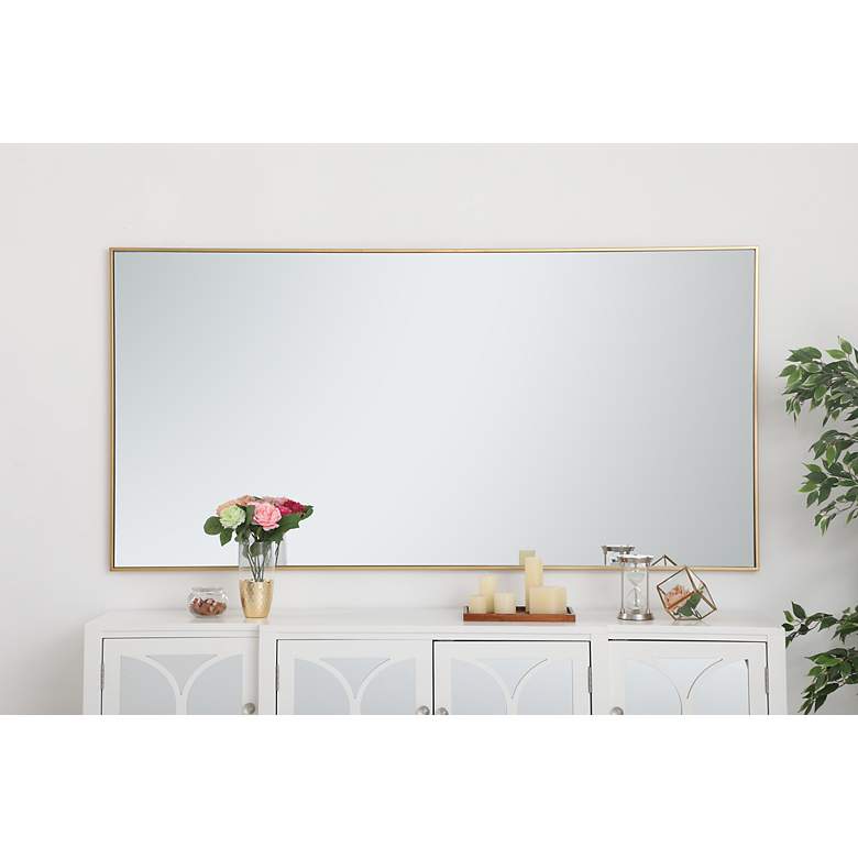 Image 4 Elegant Lighting Eternity 72 x 36 Brass Finish Rectangle Wall Mirror more views