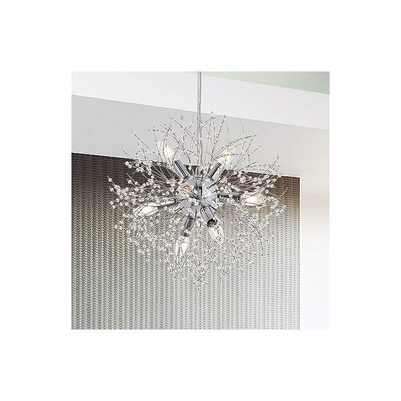 Image 1 Elegant Lighting Flores 20" Wide 8-Light Chrome and Crystal Pendant