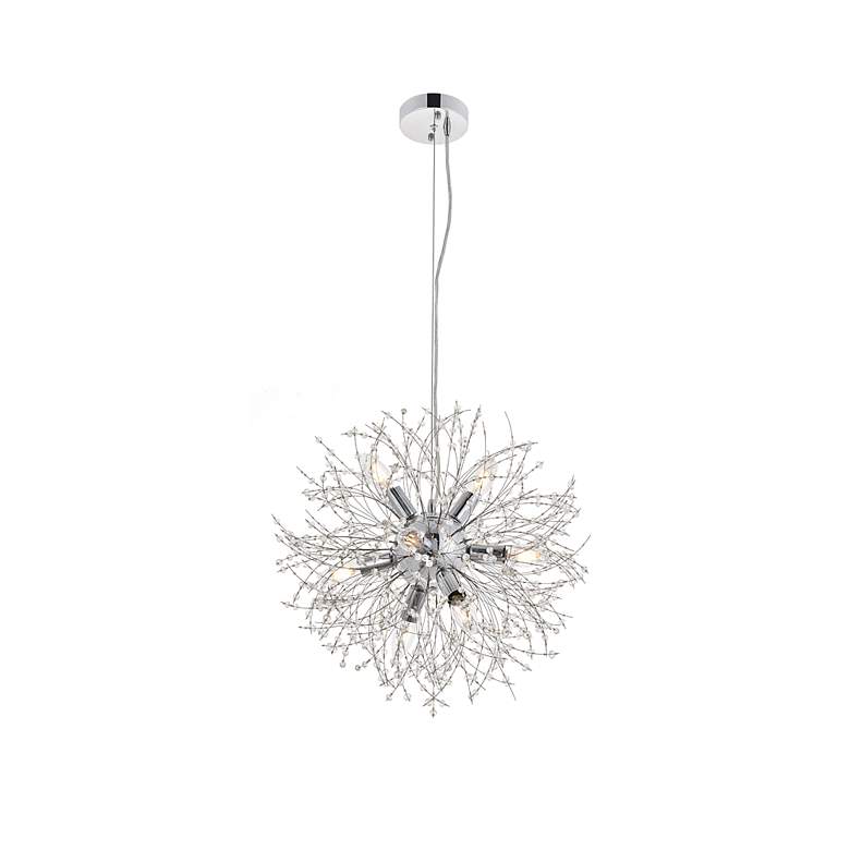 Image 4 Elegant Lighting Flores 20" Wide 8-Light Chrome and Crystal Pendant more views