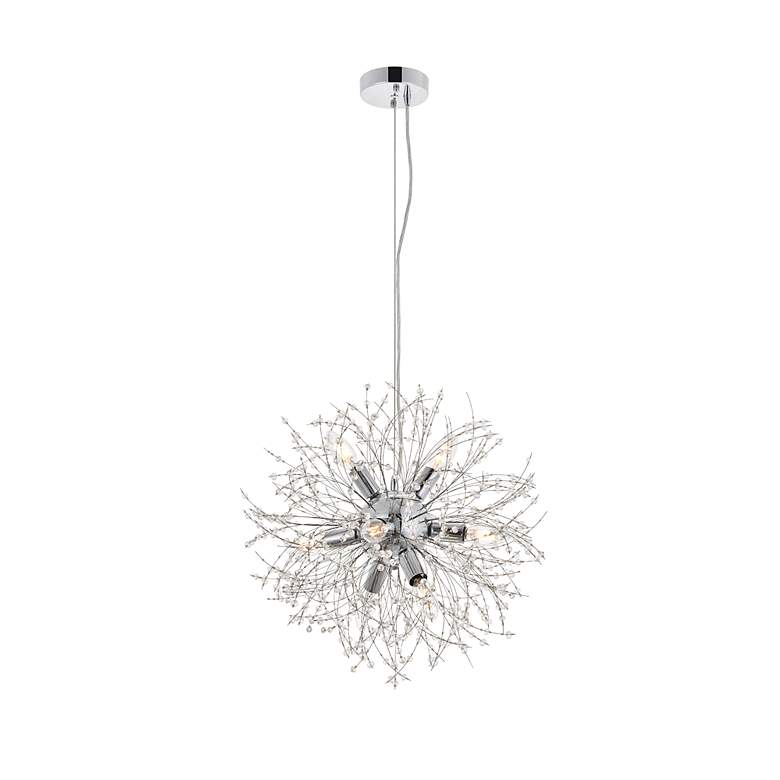 Image 5 Elegant Lighting Flores 20" Wide 8-Light Chrome and Crystal Pendant more views