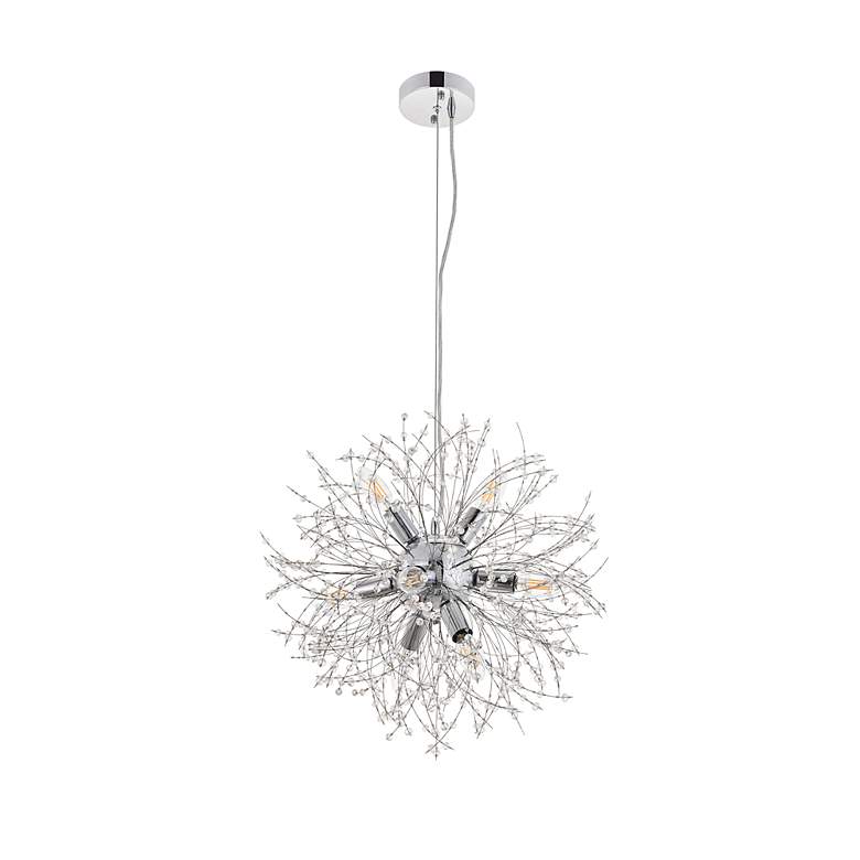 Image 6 Elegant Lighting Flores 20" Wide 8-Light Chrome and Crystal Pendant more views