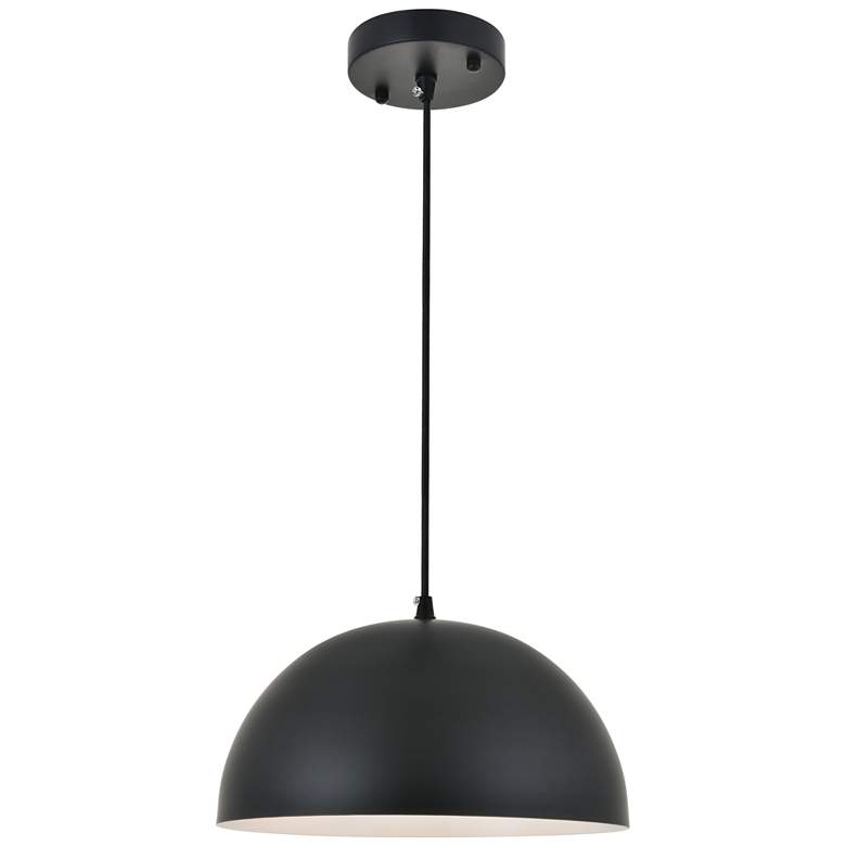 Image 1 Elegant Lighting Forte 12 inch Wide Black Finish Modern Dome Mini-Pendant