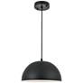 Elegant Lighting Forte 12" Wide Black Finish Modern Dome Mini-Pendant