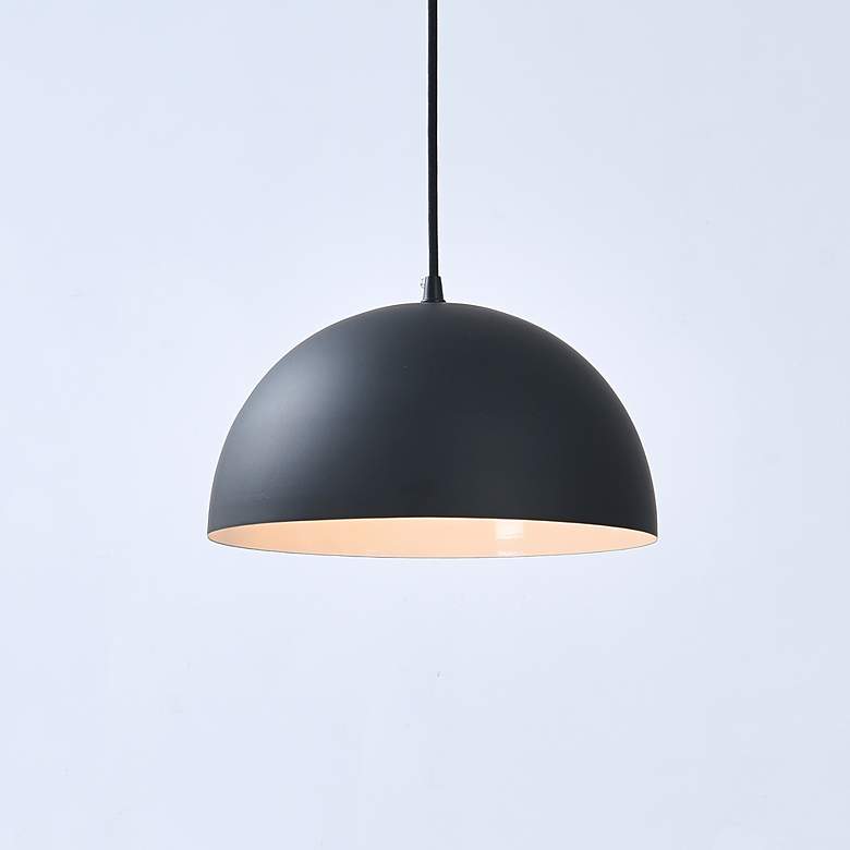 Image 1 Elegant Lighting Forte 12" Wide Black Finish Modern Dome Mini-Pendant