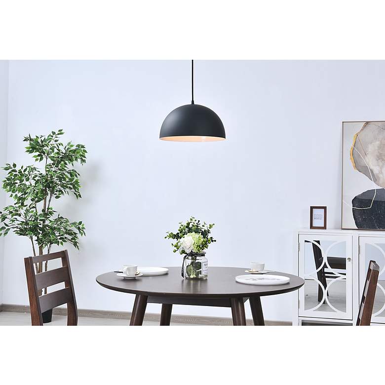Image 3 Elegant Lighting Forte 12" Wide Black Finish Modern Dome Mini-Pendant more views