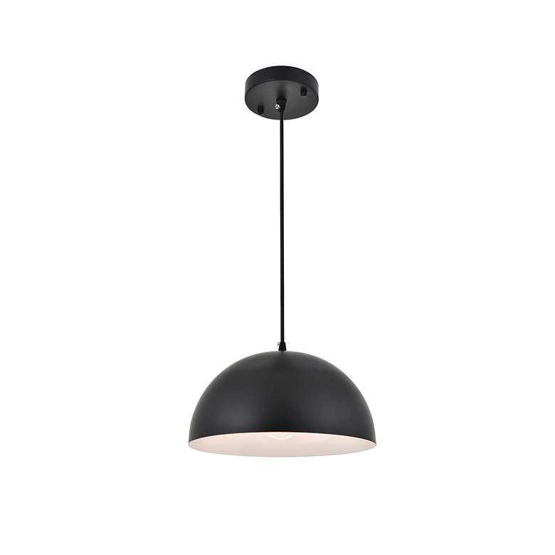 Image 5 Elegant Lighting Forte 12" Wide Black Finish Modern Dome Mini-Pendant more views