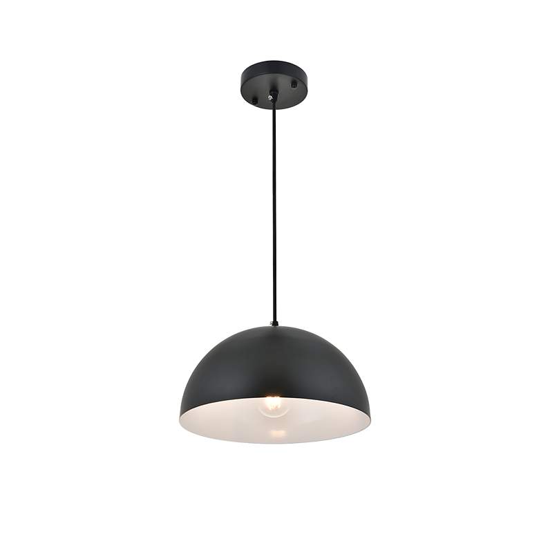 Image 7 Elegant Lighting Forte 12" Wide Black Finish Modern Dome Mini-Pendant more views