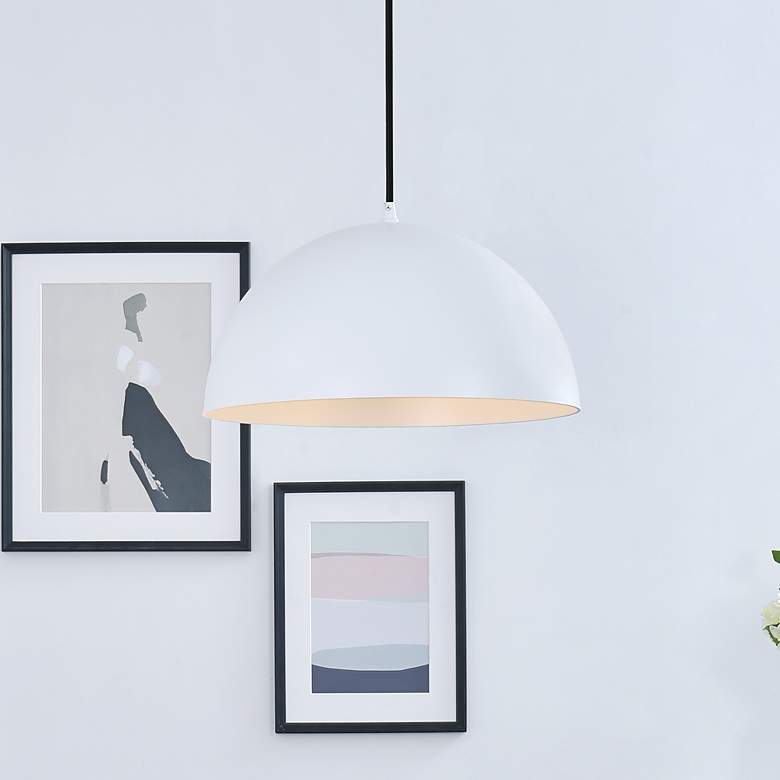 Image 1 Elegant Lighting Forte 14 3/4" Wide White Modern Dome Pendant