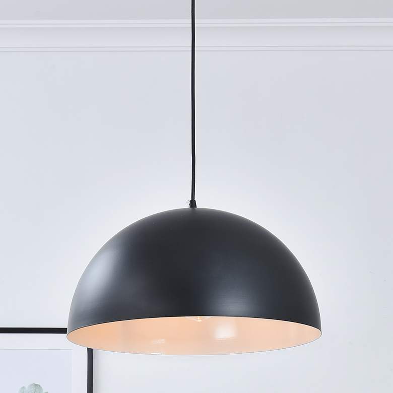 Image 2 Elegant Lighting Forte 15 3/4 inch Wide Modern Black Dome Pendant