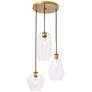 3_Elegant Lighting Gene 17 1/4" Brass Clear Glass Multi-Light Pendant