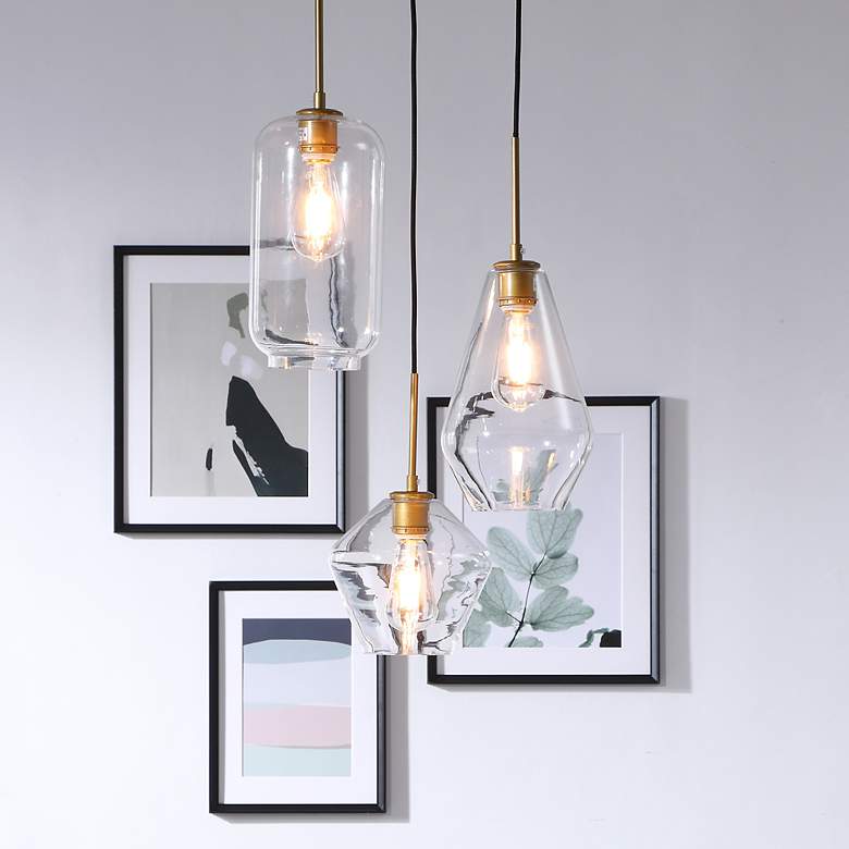 Image 2 Elegant Lighting Gene 17 1/4" Brass Clear Glass Multi-Light Pendant