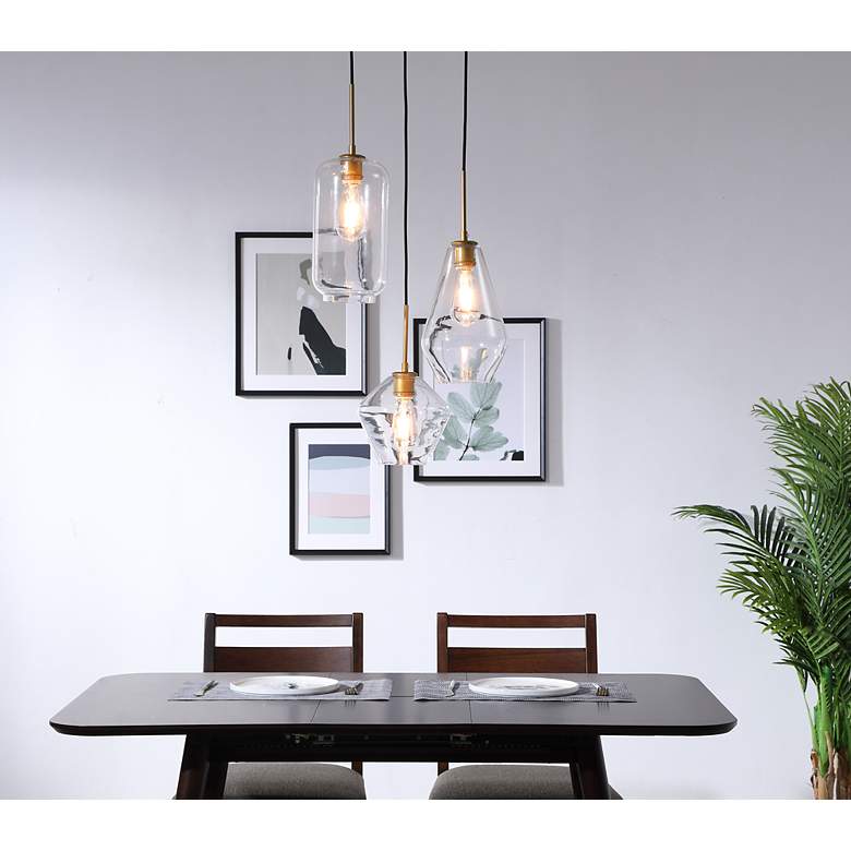 Image 4 Elegant Lighting Gene 17 1/4" Brass Clear Glass Multi-Light Pendant more views