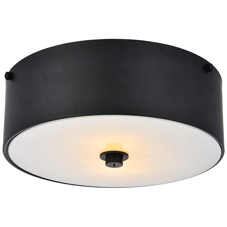 Image 2 Elegant Lighting Hazen 12" Wide Flat Black Flush Mount Ceiling Light