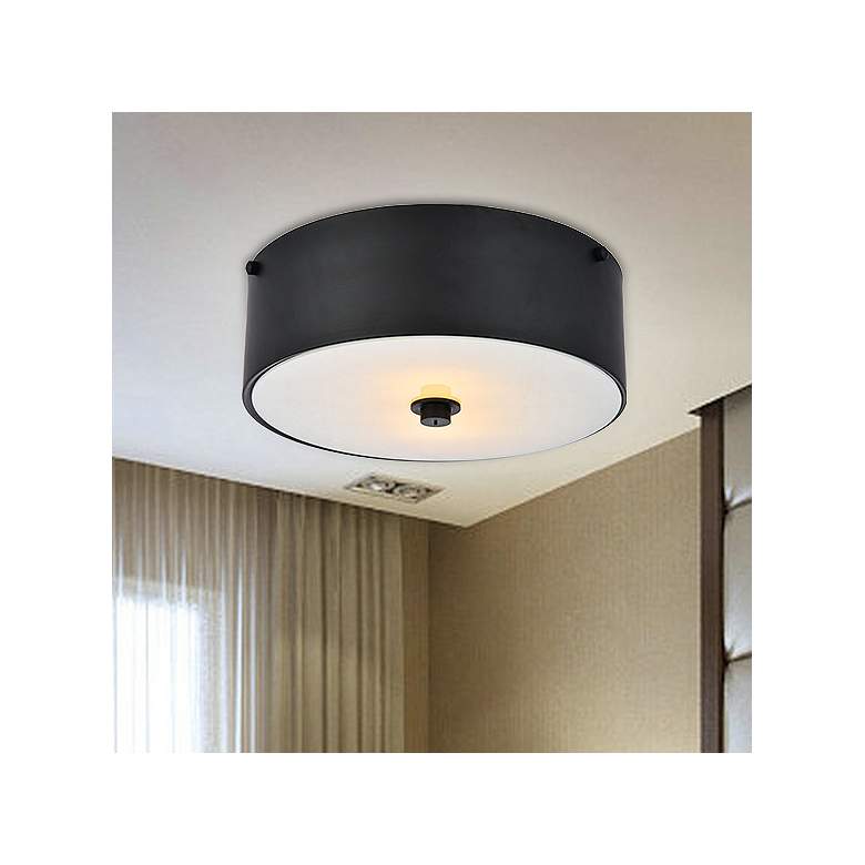 Image 1 Elegant Lighting Hazen 12" Wide Flat Black Flush Mount Ceiling Light