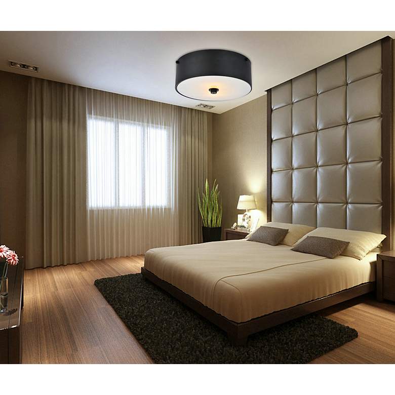 Image 3 Elegant Lighting Hazen 12" Wide Flat Black Flush Mount Ceiling Light more views