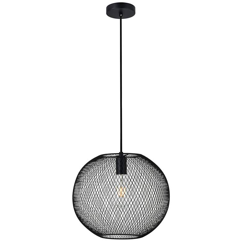 Image 1 Elegant Lighting Keller 13 1/4" Wide Black Mesh Modern Pendant