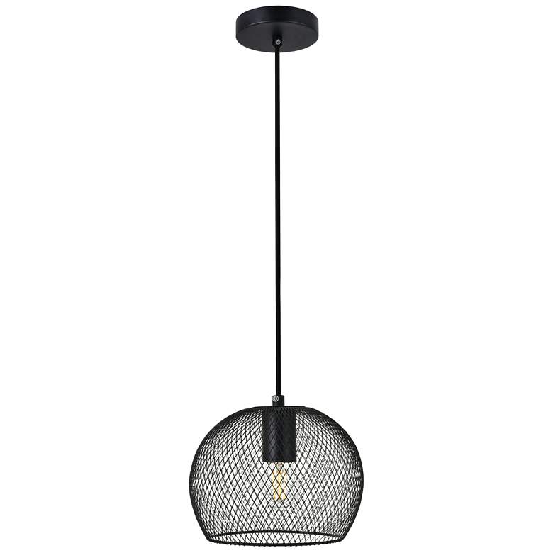 Image 1 Elegant Lighting Keller 7 1/2" Wide Black Mesh Modern Mini-Pendant