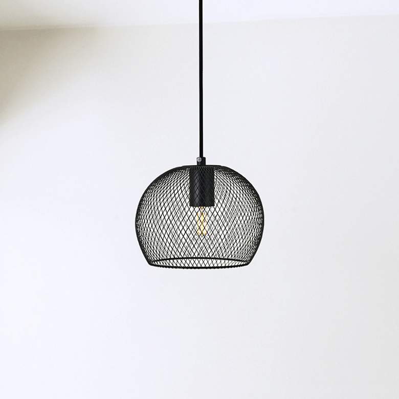 Image 1 Elegant Lighting Keller 7 1/2" Wide Black Mesh Modern Mini-Pendant