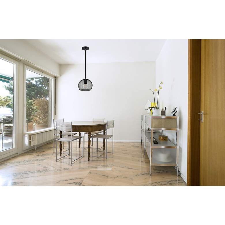 Image 3 Elegant Lighting Keller 7 1/2" Wide Black Mesh Modern Mini-Pendant more views