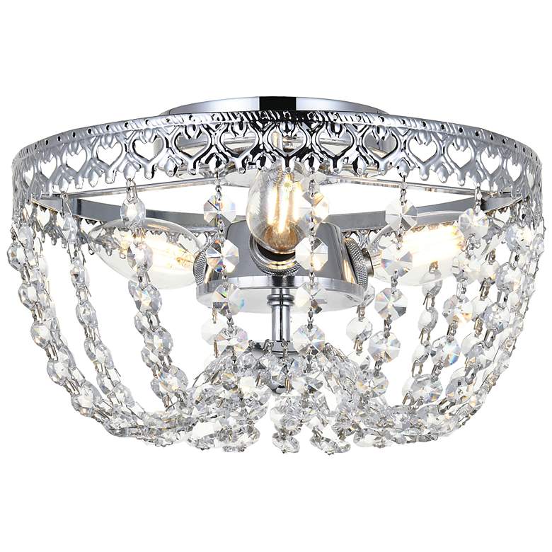 Image 2 Elegant Lighting Kylie 10" Wide Chrome and Crystal Ceiling Flush Mount