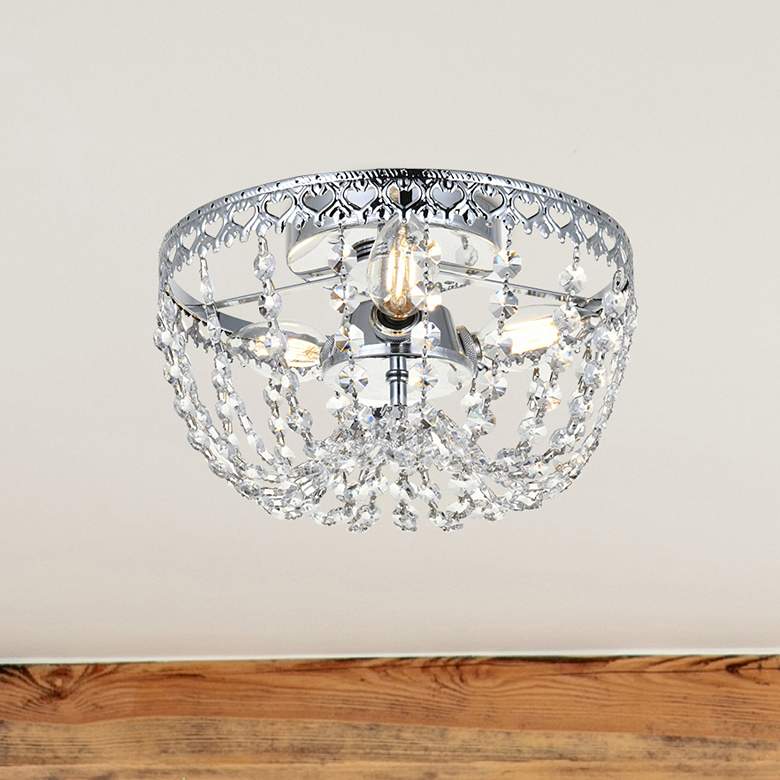 Image 1 Elegant Lighting Kylie 10" Wide Chrome and Crystal Ceiling Flush Mount