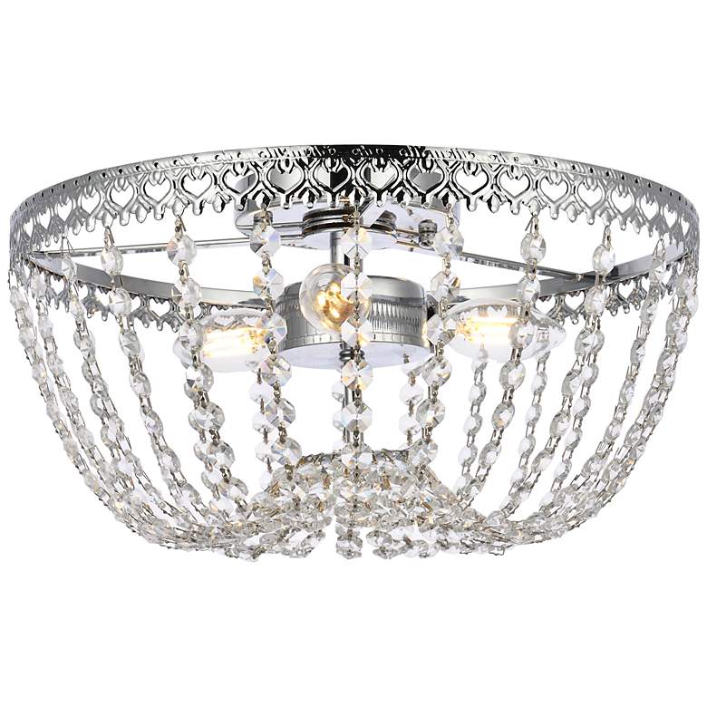 Image 2 Elegant Lighting Kylie 14" Chrome and Crystal Ceiling Light