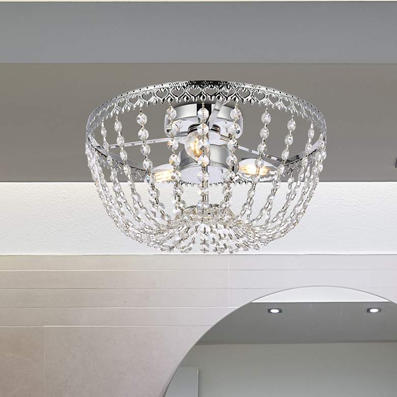 Image 1 Elegant Lighting Kylie 14" Chrome and Crystal Ceiling Light
