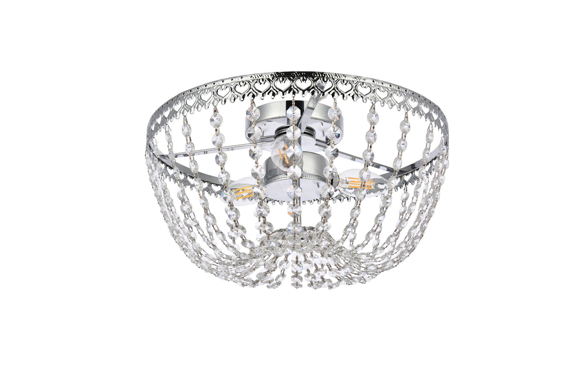 Elegant Lighting Kylie 14" Chrome and Crystal Ceiling Light