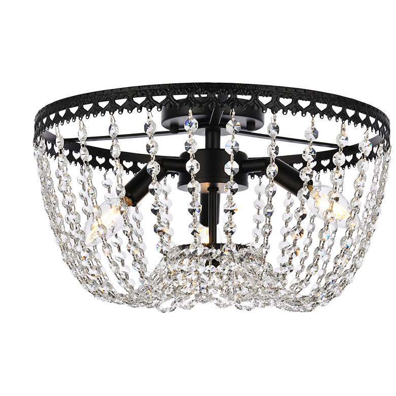 Image 2 Elegant Lighting Kylie 16" Black and Crystal Flush Mount Ceiling Light
