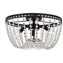 Elegant Lighting Kylie 16" Black and Crystal Flush Mount Ceiling Light