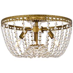 Elegant Lighting Kylie 16" Brass and Crystal Flush Mount Ceiling Light