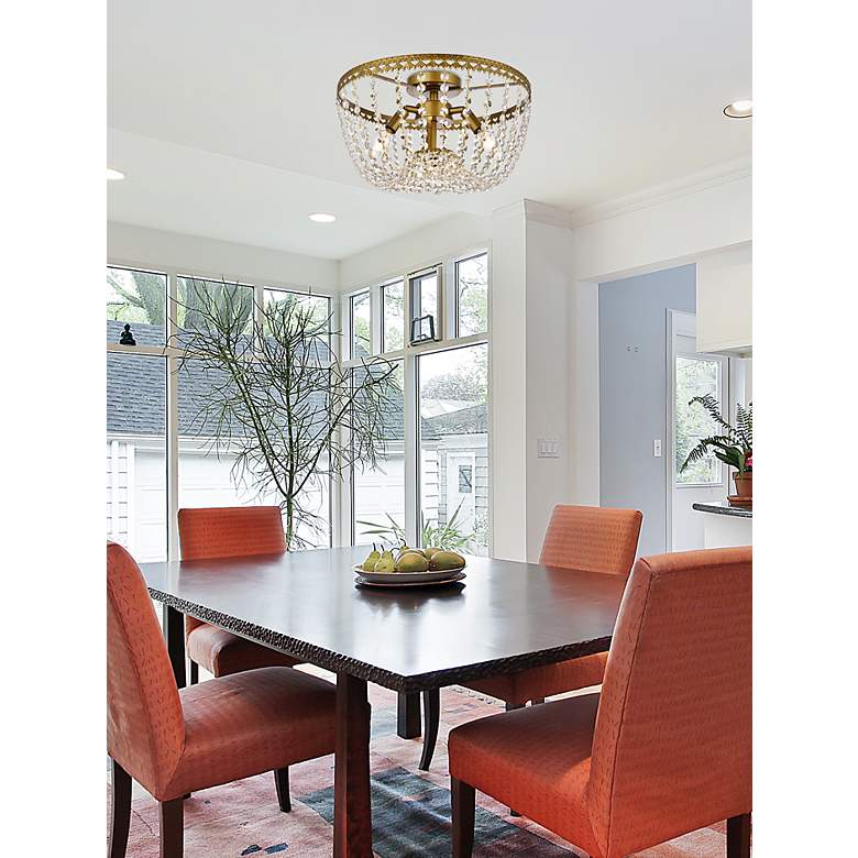 Image 3 Elegant Lighting Kylie 16" Brass and Crystal Flush Mount Ceiling Light more views