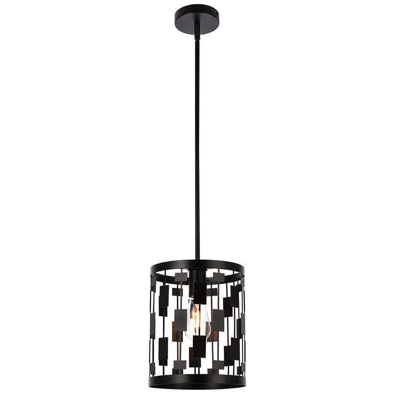 Image 2 Elegant Lighting Levante 9 1/2" Wide Metal Panels Black Pendant Light