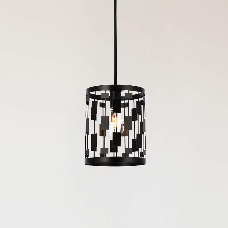 Image 1 Elegant Lighting Levante 9 1/2" Wide Metal Panels Black Pendant Light